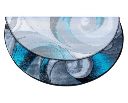 BLNK Tellus Collection Round Olefin Ocean Waves Pattern Area Rug with Jute Backing - Turquoise, 6'W x 6'L