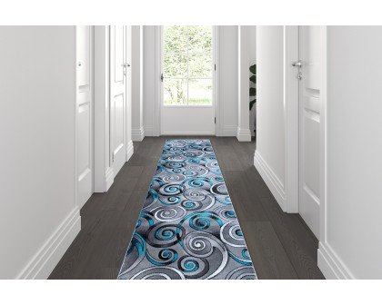 BLNK Masie Collection Olefin Swirl Area Rug with Jute Backing