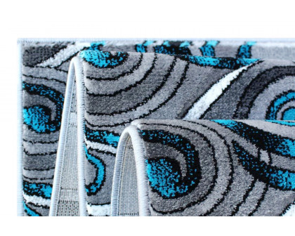 BLNK Masie Collection Olefin Swirl Area Rug with Jute Backing - Turquoise, 3'W x 10'L