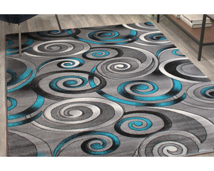 BLNK Masie Collection Olefin Swirl Area Rug with Jute Backing