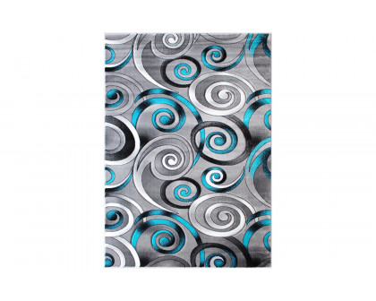 BLNK Masie Collection Olefin Swirl Area Rug with Jute Backing - Turquoise, 5'W x 7'L