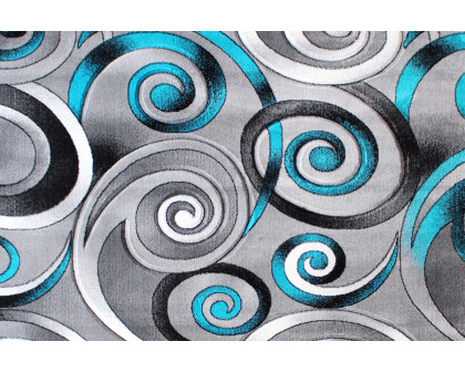 BLNK Masie Collection Olefin Swirl Area Rug with Jute Backing - Turquoise, 5'W x 7'L