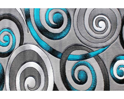 BLNK Masie Collection Round Olefin Swirl Area Rug with Jute Backing - Turquoise, 6'W x 6'L