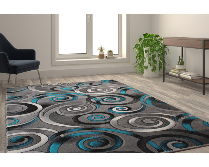 BLNK Masie Collection Olefin Swirl Area Rug with Jute Backing