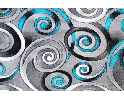 BLNK Masie Collection Olefin Swirl Area Rug with Jute Backing - Turquoise, 6'W x 9'L