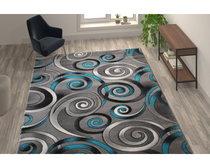 BLNK Masie Collection Olefin Swirl Area Rug with Jute Backing