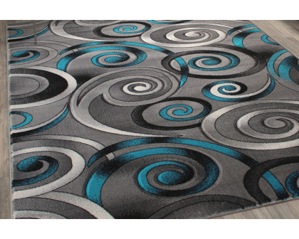 BLNK Masie Collection Olefin Swirl Area Rug with Jute Backing - Turquoise, 8'W x 10'L