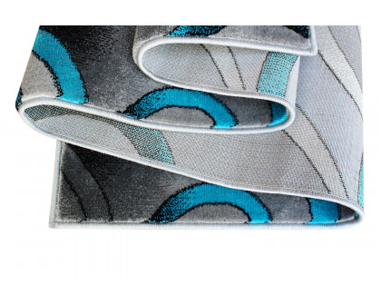 BLNK Masie Collection Olefin Swirl Area Rug with Jute Backing - Turquoise, 8'W x 10'L