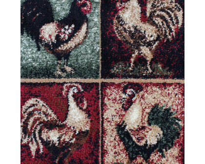 BLNK Gallus Collection Olefin Black Rooster Themed Area Rug with Jute Backing for Kitchen - 2'W x 3'L