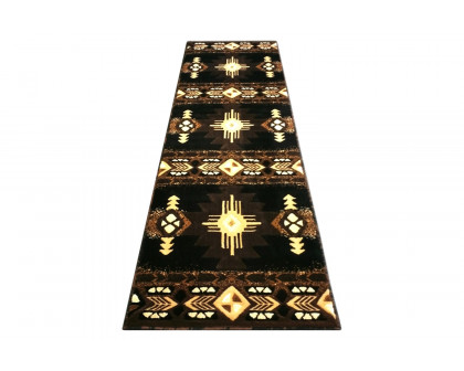 BLNK Mohave Collection Southwestern Style Olefin Traditional Area Rug with Jute Backing - Black, 2'W x 7'L