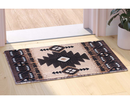 BLNK Mohave Collection Southwestern Style Olefin Traditional Fibers Area Rug with Jute Backing - Brown, 2'W x 3'L