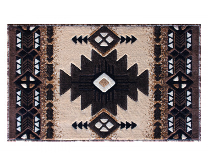 BLNK Mohave Collection Southwestern Style Olefin Traditional Fibers Area Rug with Jute Backing - Brown, 2'W x 3'L