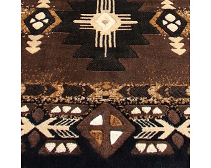 BLNK Mohave Collection Southwestern Style Olefin Traditional Area Rug with Jute Backing - Chocolate, 2'W x 10'L