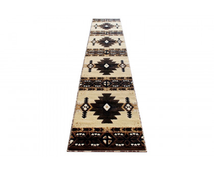 BLNK Mohave Collection Southwestern Style Olefin Traditional Fibers Area Rug with Jute Backing - Brown, 2'W x 10'L