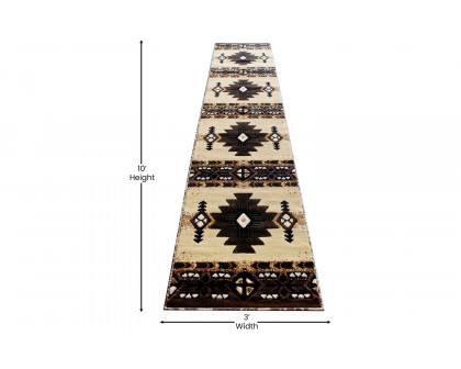 BLNK Mohave Collection Southwestern Style Olefin Traditional Fibers Area Rug with Jute Backing - Brown, 2'W x 10'L