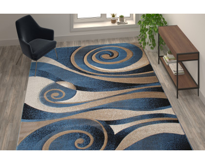 BLNK Coterie Collection Modern Olefin Circular Patterned Indoor Area Rug with Jute Backing