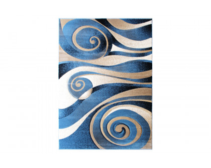 BLNK Coterie Collection Modern Olefin Circular Patterned Indoor Area Rug with Jute Backing - Blue/Beige, 8'W x 11'L