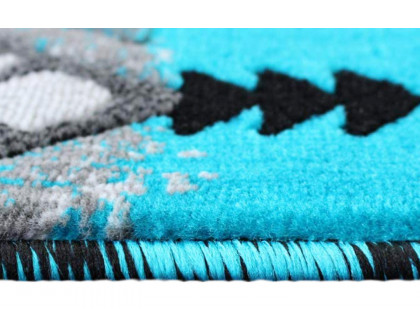 BLNK Mohave Collection Southwestern Style Olefin Traditional Area Rug with Jute Backing - Turquoise, 2'W x 11'L