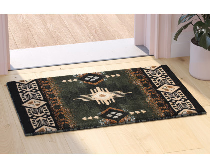 BLNK Mohave Collection Southwestern Style Olefin Traditional Area Rug with Jute Backing - Sage, 2'W x 3'L