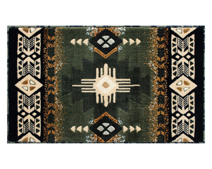 BLNK Mohave Collection Southwestern Style Olefin Traditional Area Rug with Jute Backing - Sage, 2'W x 3'L