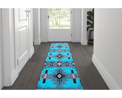 BLNK - Mohave Collection Southwestern Style Olefin Traditional Area Rug with Jute Backing