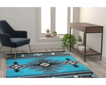 BLNK Mohave Collection Southwestern Style Olefin Traditional Area Rug with Jute Backing