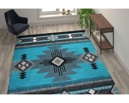 BLNK Mohave Collection Southwestern Style Olefin Traditional Area Rug with Jute Backing