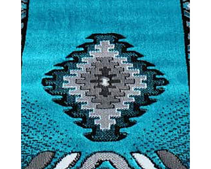 BLNK™ Ventana Collection Southwest Olefin Area Rug with Jute Backing - Turquoise, 2'W x 10'L