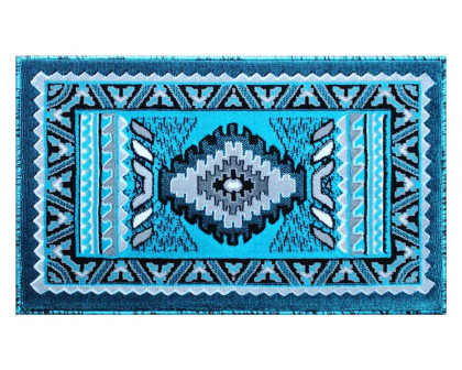 BLNK™ Ventana Collection Southwest Olefin Area Rug with Jute Backing - Turquoise, 2'W x 3'L