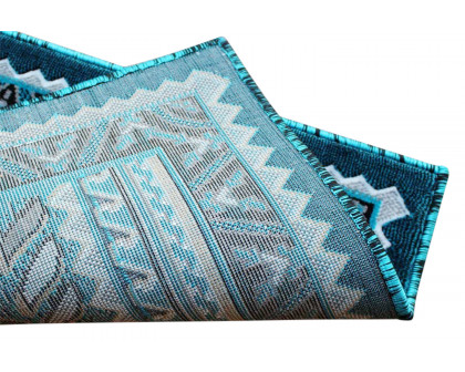 BLNK™ Ventana Collection Southwest Olefin Area Rug with Jute Backing - Turquoise, 2'W x 3'L