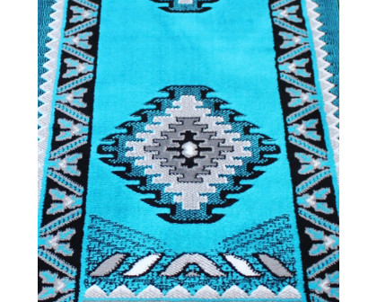 BLNK™ Ventana Collection Southwest Olefin Area Rug with Jute Backing - Turquoise, 2'W x 7'L