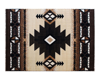 BLNK Mohave Collection Southwestern Style Olefin Traditional Fibers Area Rug with Jute Backing - Brown, 5'W x 7'L