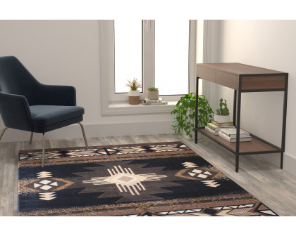 BLNK - Mohave Collection Southwestern Style Olefin Traditional Area Rug with Jute Backing