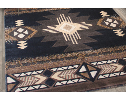 BLNK Mohave Collection Southwestern Style Olefin Traditional Area Rug with Jute Backing - Black, 5'W x 7'L