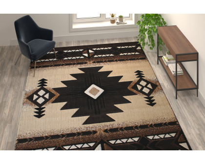 BLNK - Mohave Collection Southwestern Style Olefin Traditional Fibers Area Rug with Jute Backing