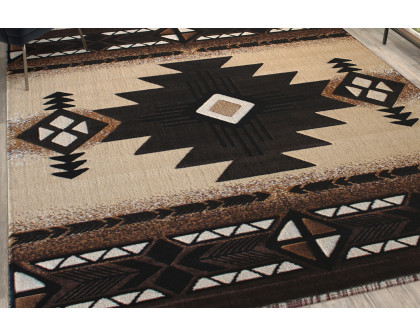 BLNK Mohave Collection Southwestern Style Olefin Traditional Fibers Area Rug with Jute Backing - Brown, 8'W x 10'L