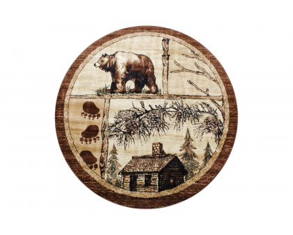 BLNK Vale Collection Olefin Rustic Wildlife Themed Area Rug with Jute Backing - 6'W x 6'L