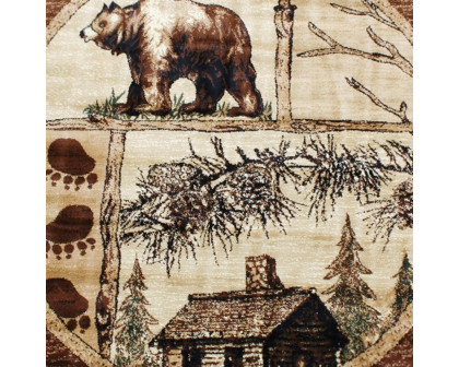 BLNK Vale Collection Olefin Rustic Wildlife Themed Area Rug with Jute Backing - 6'W x 6'L