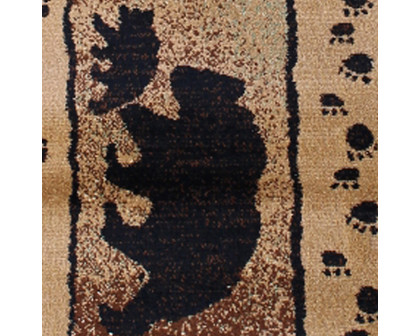 BLNK - Matra Collection Rustic Style Black Bear and Cub Area Rug with Jute Backing