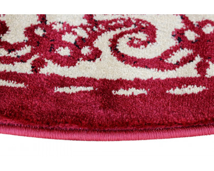 BLNK Gallus Collection Round Olefin Rooster Themed Area Rug with Jute Backing for Kitchen - Red, 6'W x 6'L