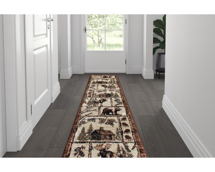 BLNK Vale Collection Olefin Rustic Wildlife Themed Area Rug with Jute Backing