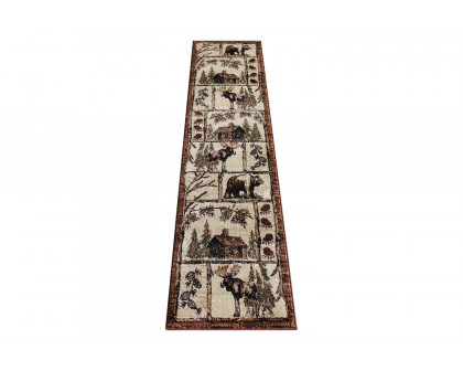 BLNK Vale Collection Olefin Rustic Wildlife Themed Area Rug with Jute Backing - 2'W x 7'L