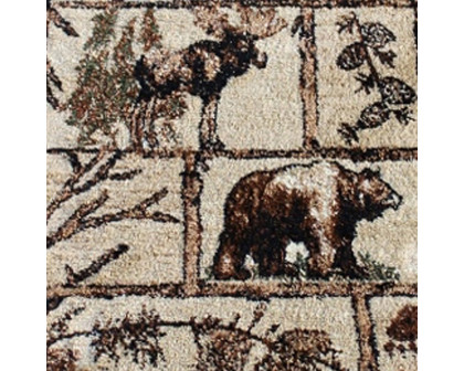 BLNK Vale Collection Olefin Rustic Wildlife Themed Area Rug with Jute Backing - 2'W x 7'L