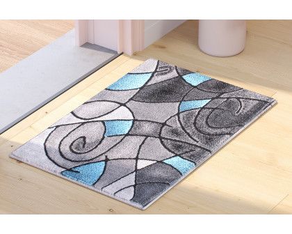 BLNK Jubilee Collection Abstract Olefin Pattern Area Rug with Jute Backing