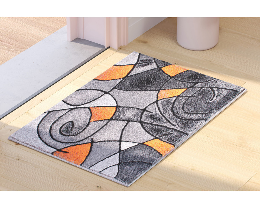 BLNK Jubilee Collection Abstract Olefin Pattern Area Rug with Jute Backing - Orange, 2'W x 3'L