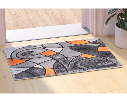 BLNK Jubilee Collection Abstract Olefin Pattern Area Rug with Jute Backing - Orange, 2'W x 3'L