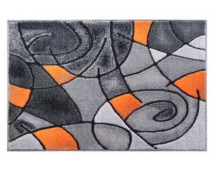 BLNK Jubilee Collection Abstract Olefin Pattern Area Rug with Jute Backing - Orange, 2'W x 3'L