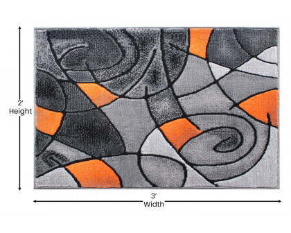 BLNK Jubilee Collection Abstract Olefin Pattern Area Rug with Jute Backing - Orange, 2'W x 3'L