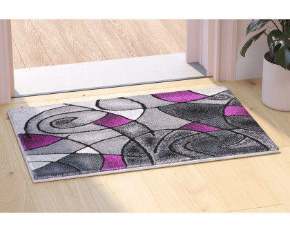 BLNK Jubilee Collection Abstract Olefin Pattern Area Rug with Jute Backing