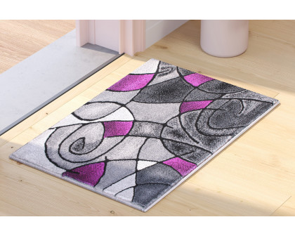 BLNK Jubilee Collection Abstract Olefin Pattern Area Rug with Jute Backing - Purple, 2'W x 3'L